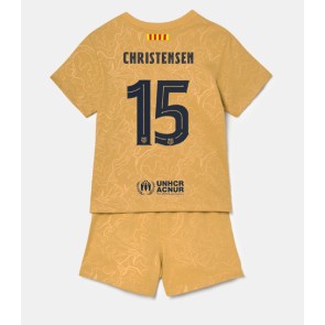 Barcelona Andreas Christensen #15 kläder Barn 2022-23 Bortatröja Kortärmad (+ korta byxor)